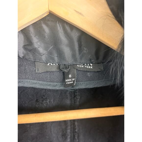 Upcycled Black Denim Jacket w/ Real Fox Fur Stole Collar – Size 8 - Picture 9 of 14